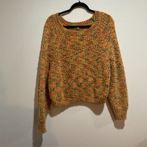 Chelsea And Violet C&V Orange Knit Textured Sweater Size Large Cropped Retro
